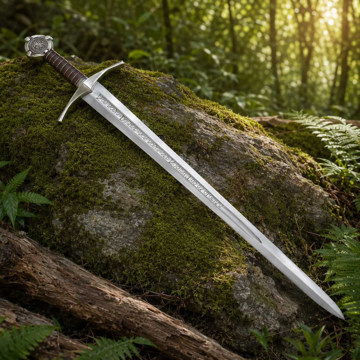 Knights Templar Accolade Sword prop replica held in gloved hand – medieval Crusader collectible