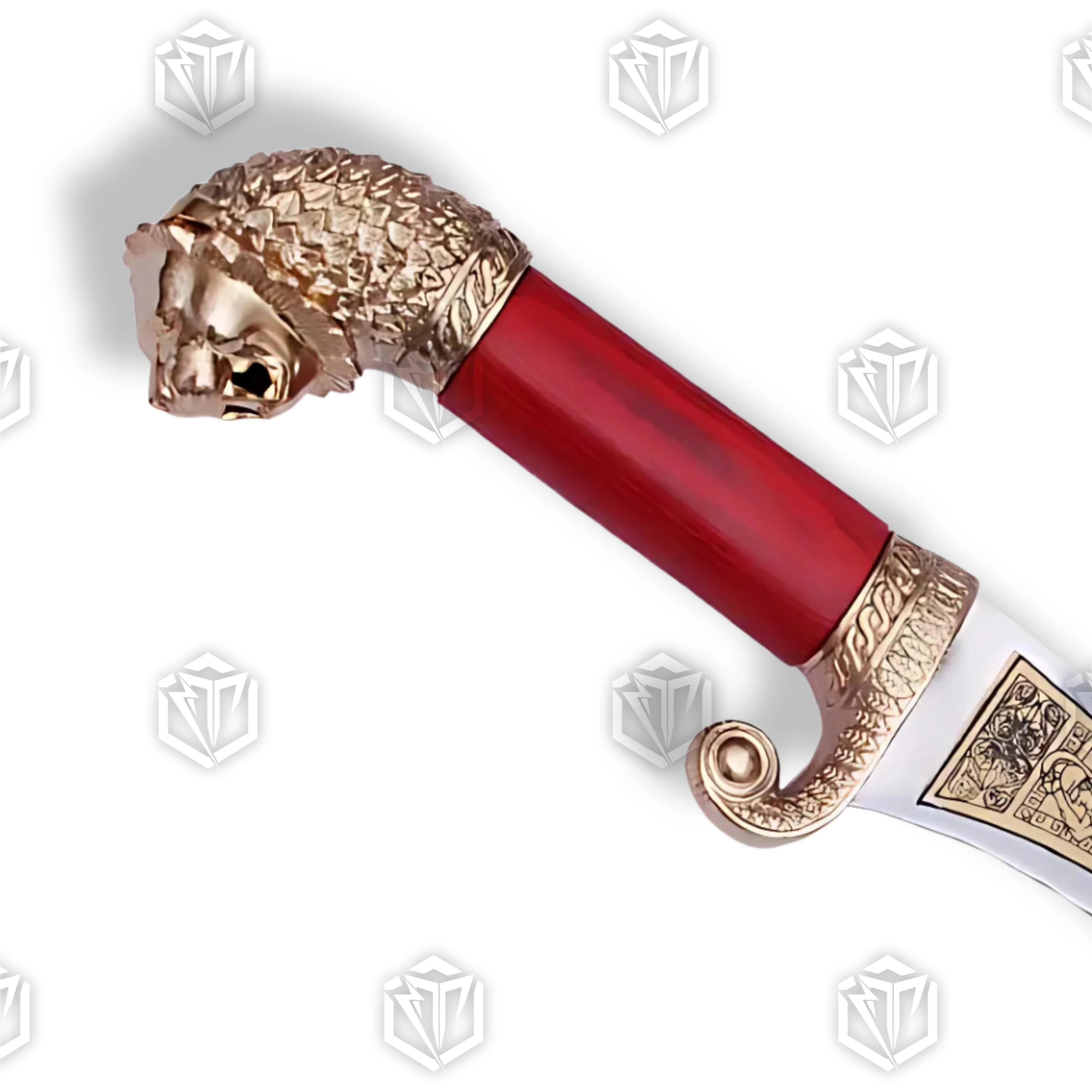 Premium Alexander the Great Sword Replica with Macedonian engravings on display stand