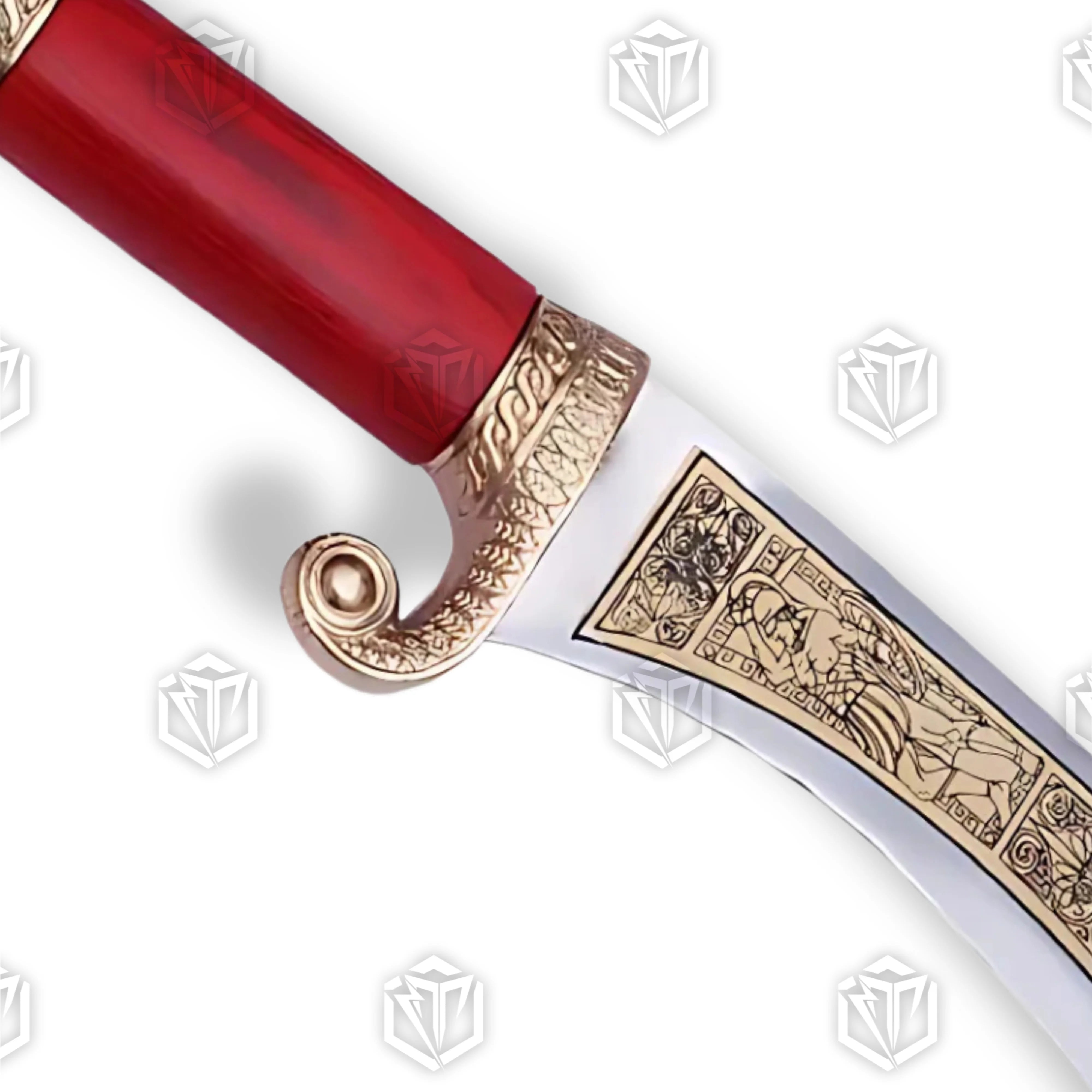 Premium Alexander the Great Sword Replica with Macedonian engravings on display stand