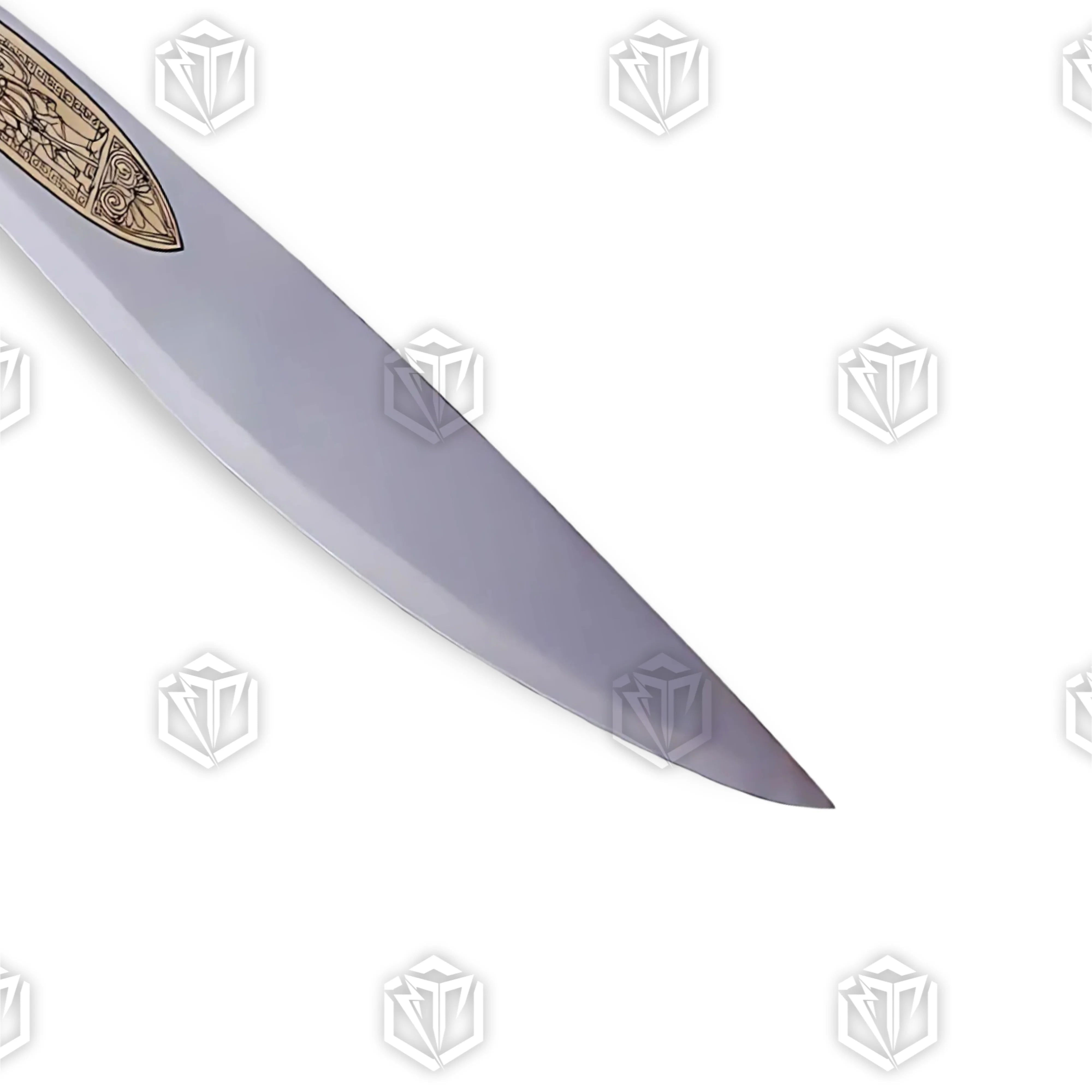 Premium Alexander the Great Sword Replica with Macedonian engravings on display stand