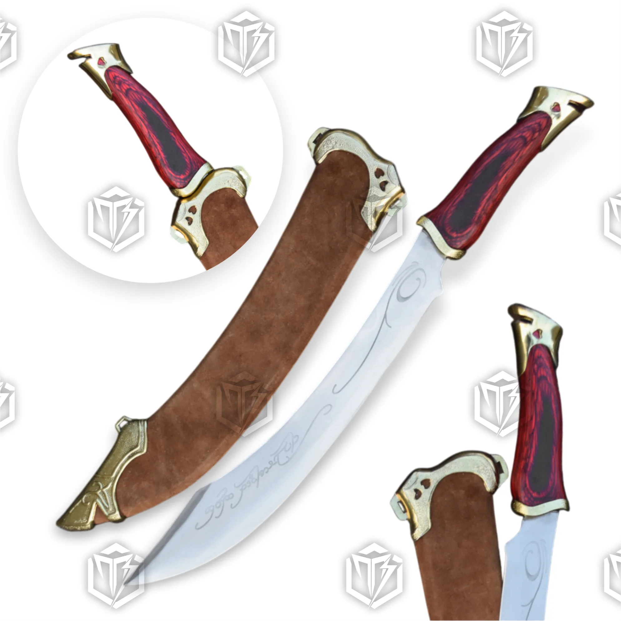 Premium Aragorn’s Elven Strider Knife Replica LOTR with Mahogany Stand