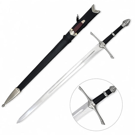 Aragorn Strider Ranger Sword LOTR black display replica with Ranger-inspired fantasy styling and collectible Lord of the Rings decor presentation