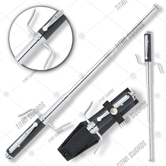 Premium Automatic Spring Loaded Baton Self-Defense with solid steel.
