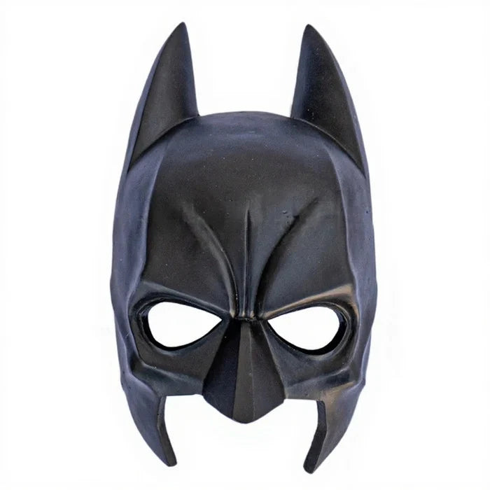 Front view of Batman-inspired resin mask with sharp cowl silhouette