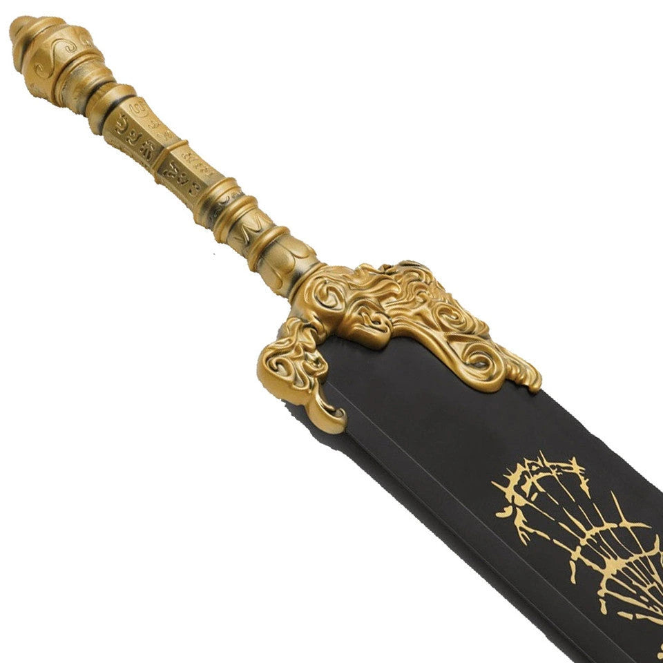 Starscourge Greatsword Elden Ring display collectible sculpted gold handle grip engraving detail