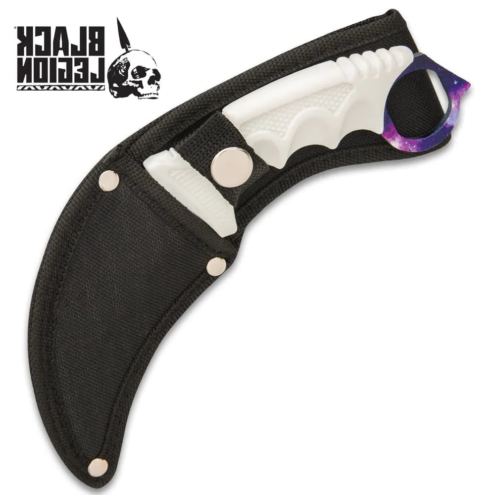 Black Legion triple knife set with karambit, huntsman, fixed blade in nylon sheaths for EDC