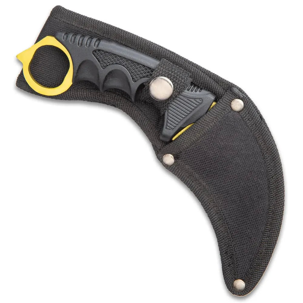 Black Legion triple knife set with karambit, huntsman, fixed blade in nylon sheaths for EDC