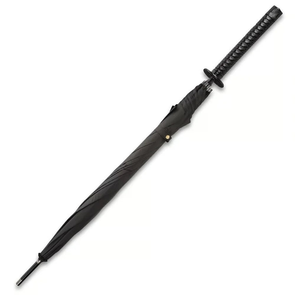 Premium Black Umbrella Sword - Hidden Blade Cane with stainless steel.