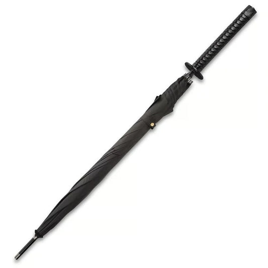 Premium Black Umbrella Sword - Hidden Blade Cane with stainless steel.