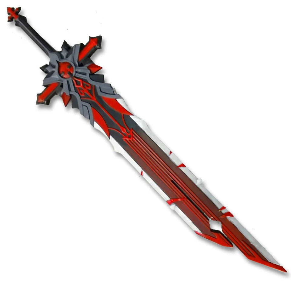 Genshin Impact Blackcliff Slasher Sword displayed as a collectible centerpiece for anime, gaming, cosplay, and fantasy-themed room decoration.
