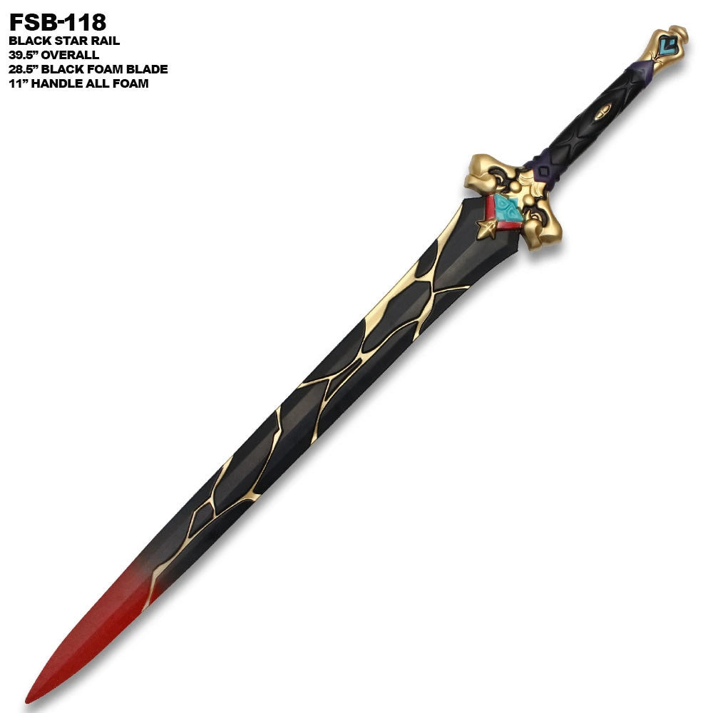 Close-up of the Blade Foam Sword Honkai Star Rail display collectible featuring intricate molded decorative details, premium textured ergonomic handle, high-density PU foam construction, elegant display finish, and screen-inspired craftsmanship for dedicated Blade collectors and anime enthusiasts.