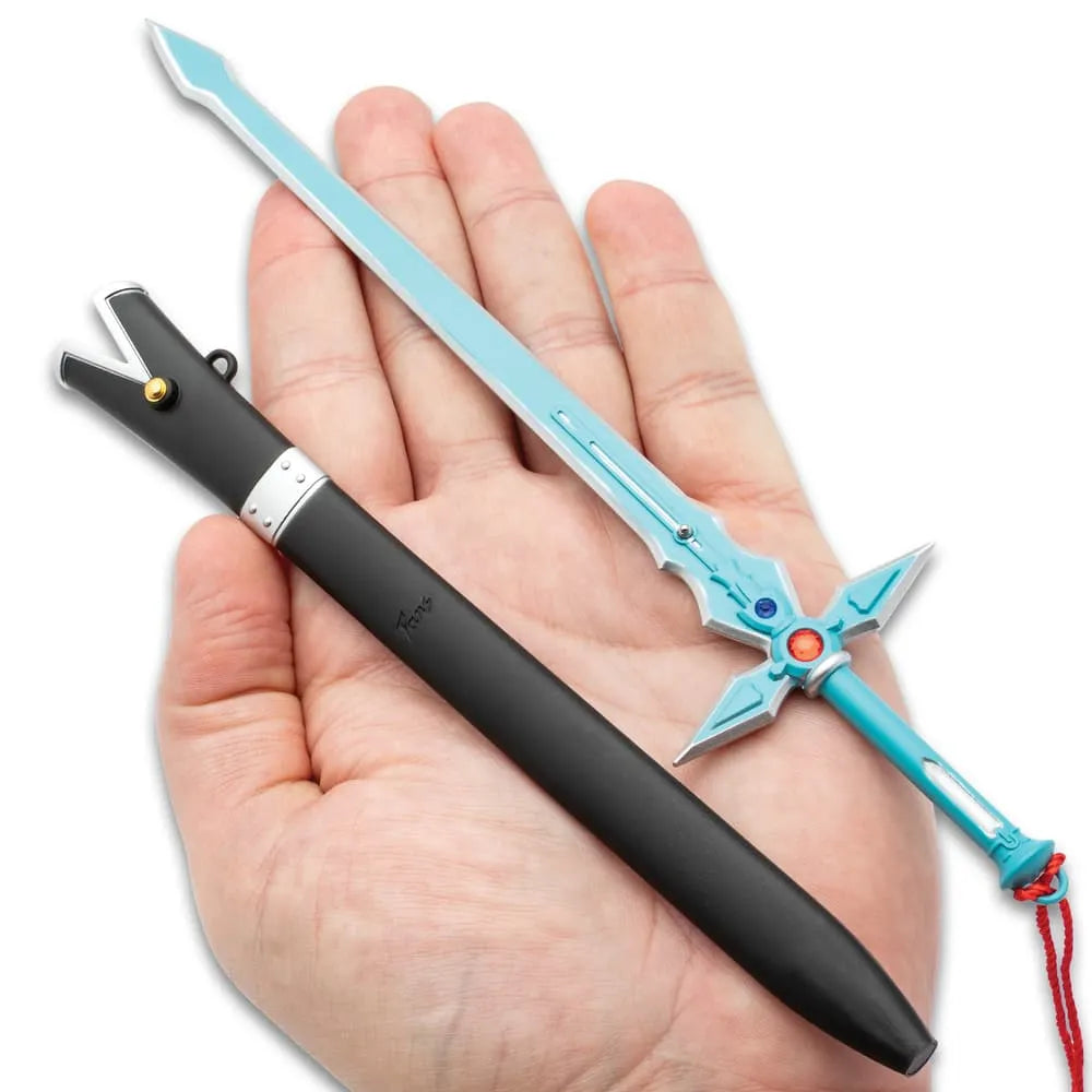 Blue Dark Repulser mini sword collectible with stand