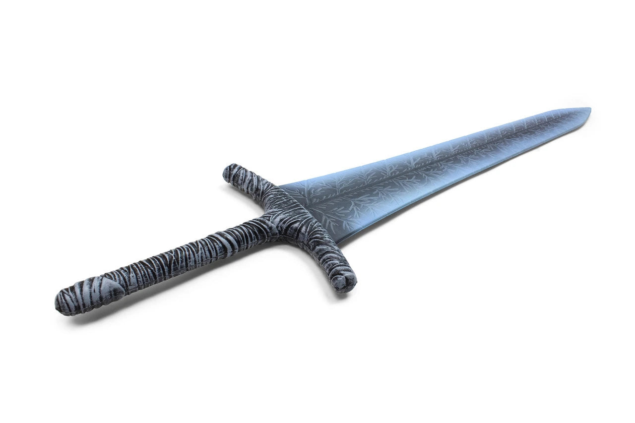 Close-up of the Blue Great Moonsword Foam display collectible highlighting the beautifully engraved fantasy blade, detailed foam handle, premium decorative finish, lightweight reinforced construction, and elegant craftsmanship inspired by legendary RPG adventures.