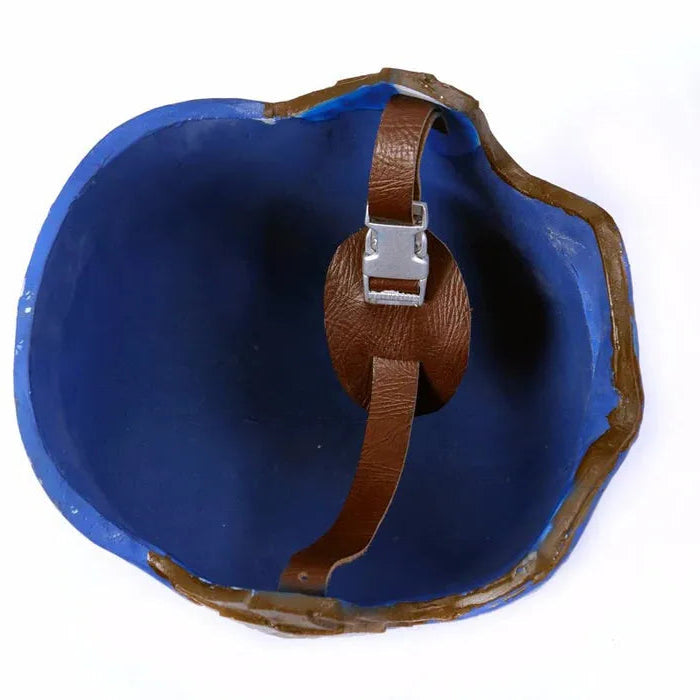 Winged design and metallic accents close-up on Captain America helmet