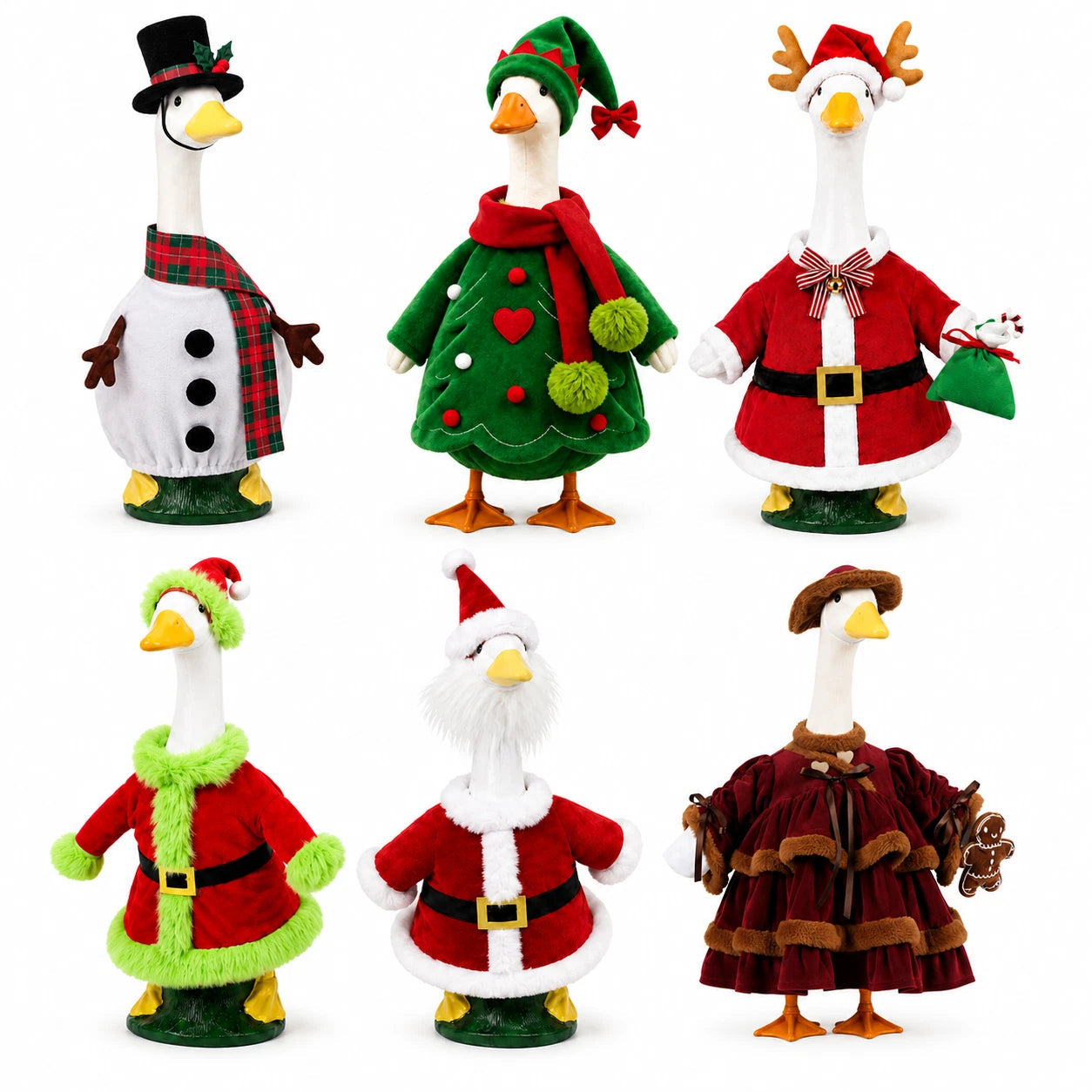 Christmas Porch Goose Outfit, Xmas Costume for 23 Inch Goose Statues Yard Decor Titan Swords
