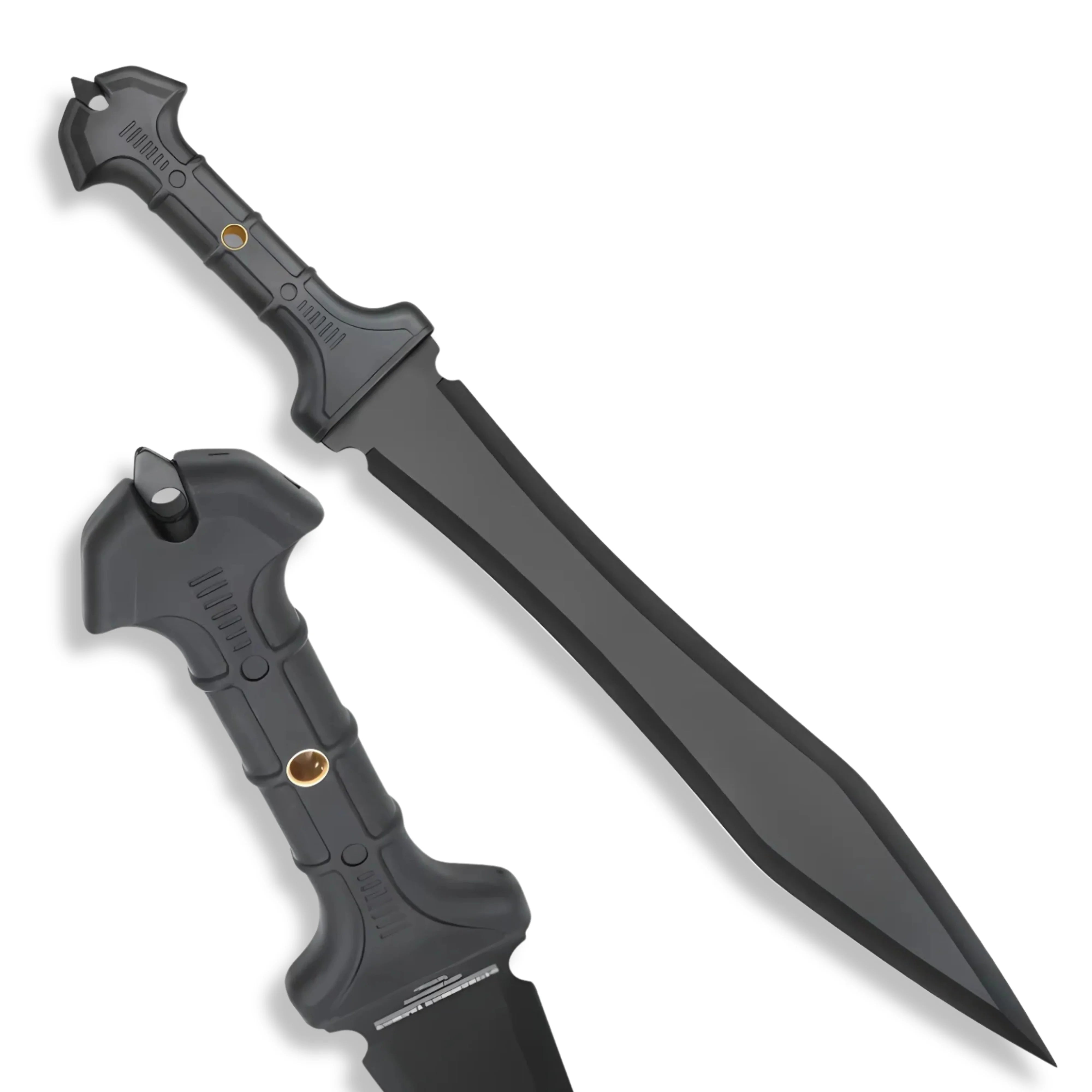 Premium Combat Commander Gladiator Sword Replica with black-coated blade.