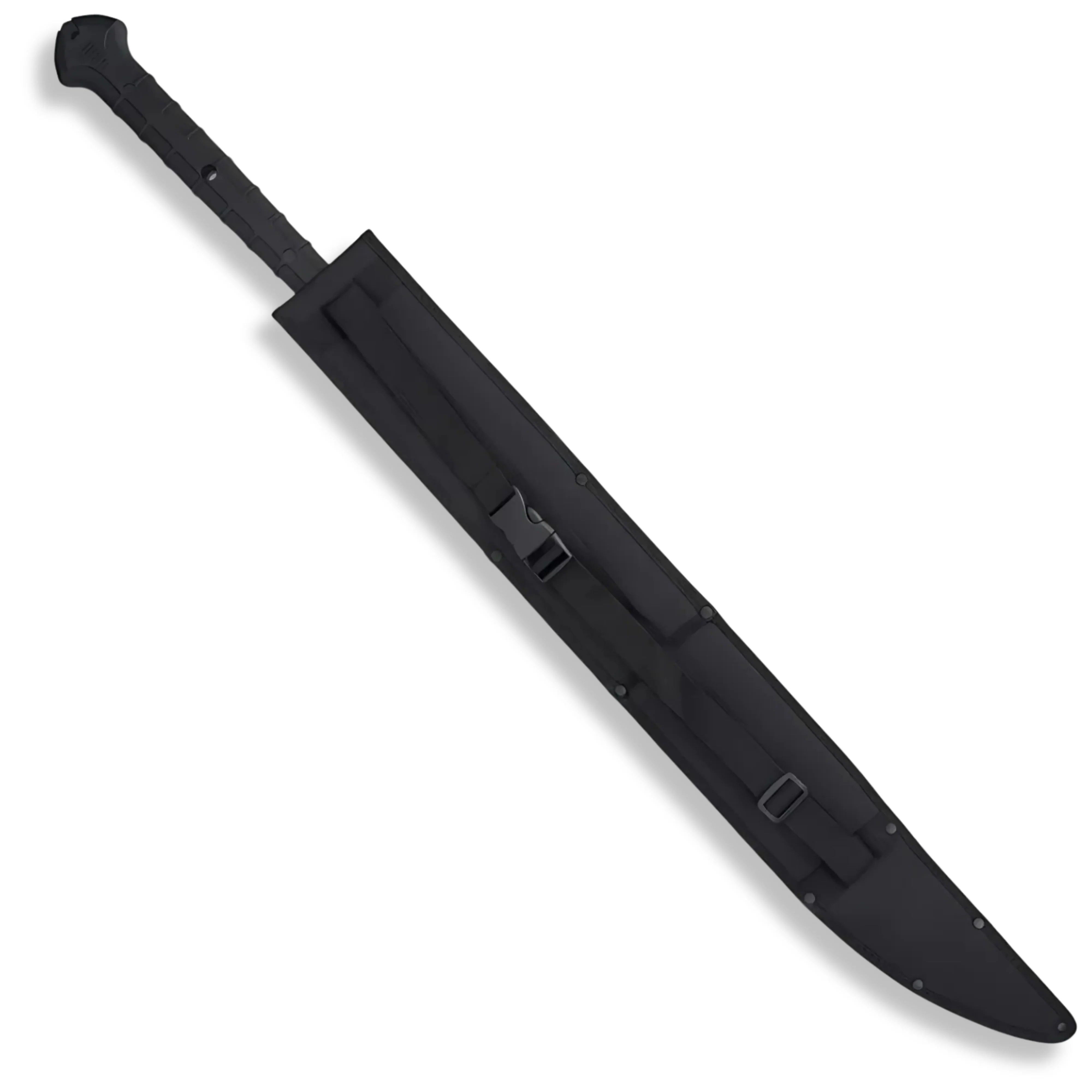 Premium Combat Commander Spartan Two-Handed Sword Replica with black-coated blade.