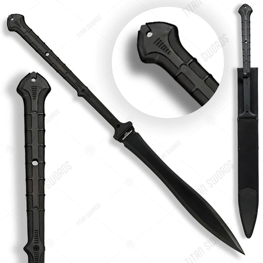Premium Combat Commander Thai Gladius Sword Replica with black-coated blade.