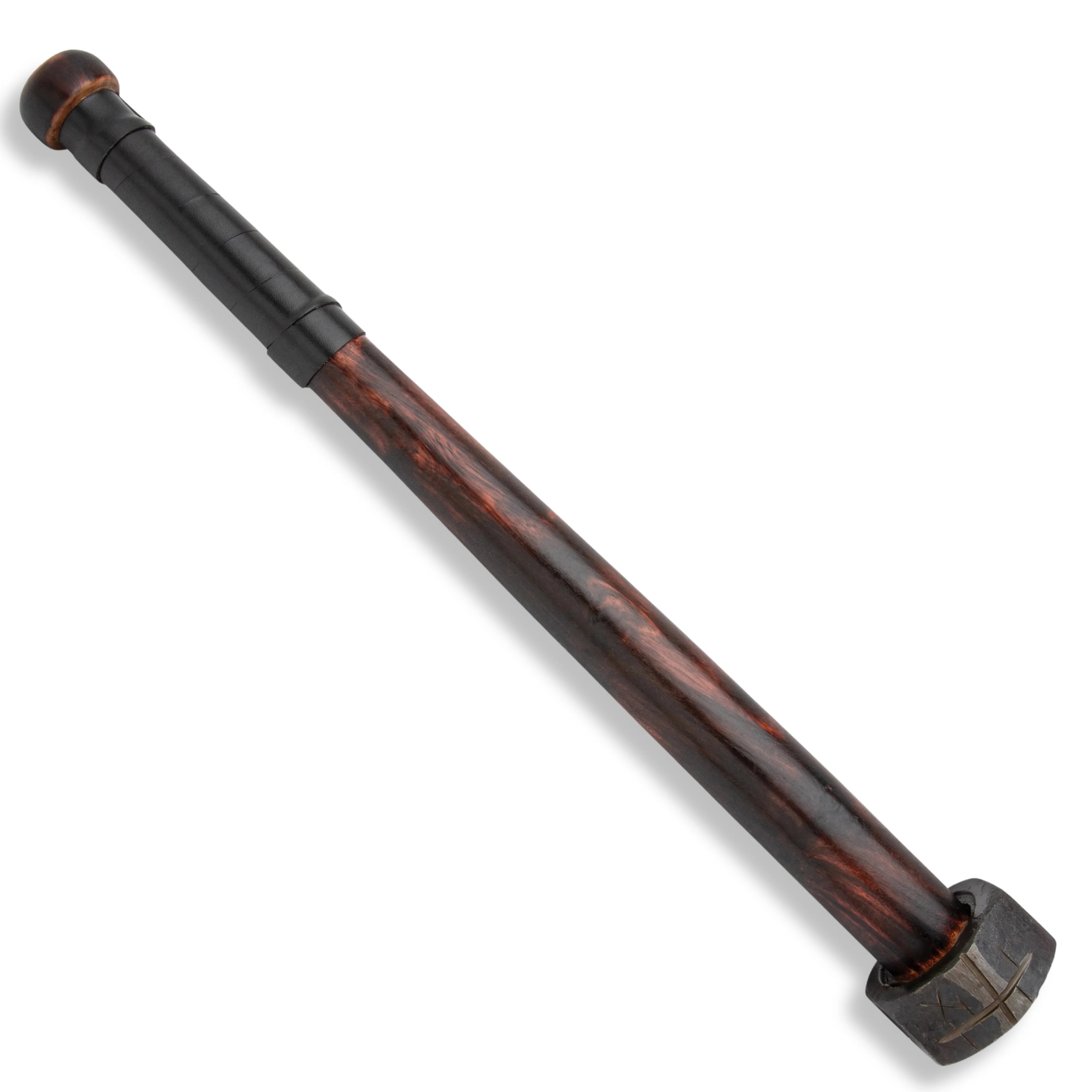 Premium Compact Apocalyptic War Club Antique Burnt Wood Handle with iron head.