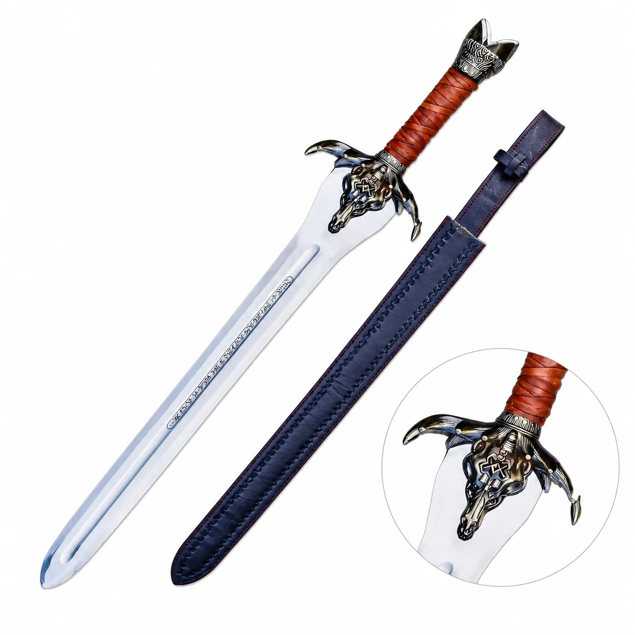 Conan Father’s Sword Conan display replica collectible with metallic fantasy styling and detailed handle design for decorative display, cosplay prop use, fan gifting, and fantasy room decor