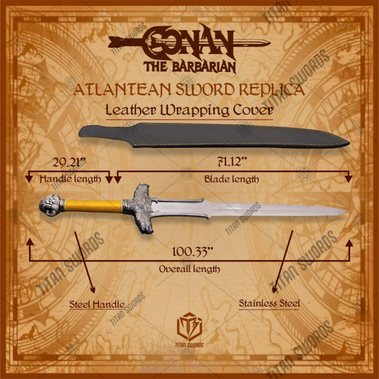 Premium Conan The Barbarian Atlantean Sword Replica with runic engravings.