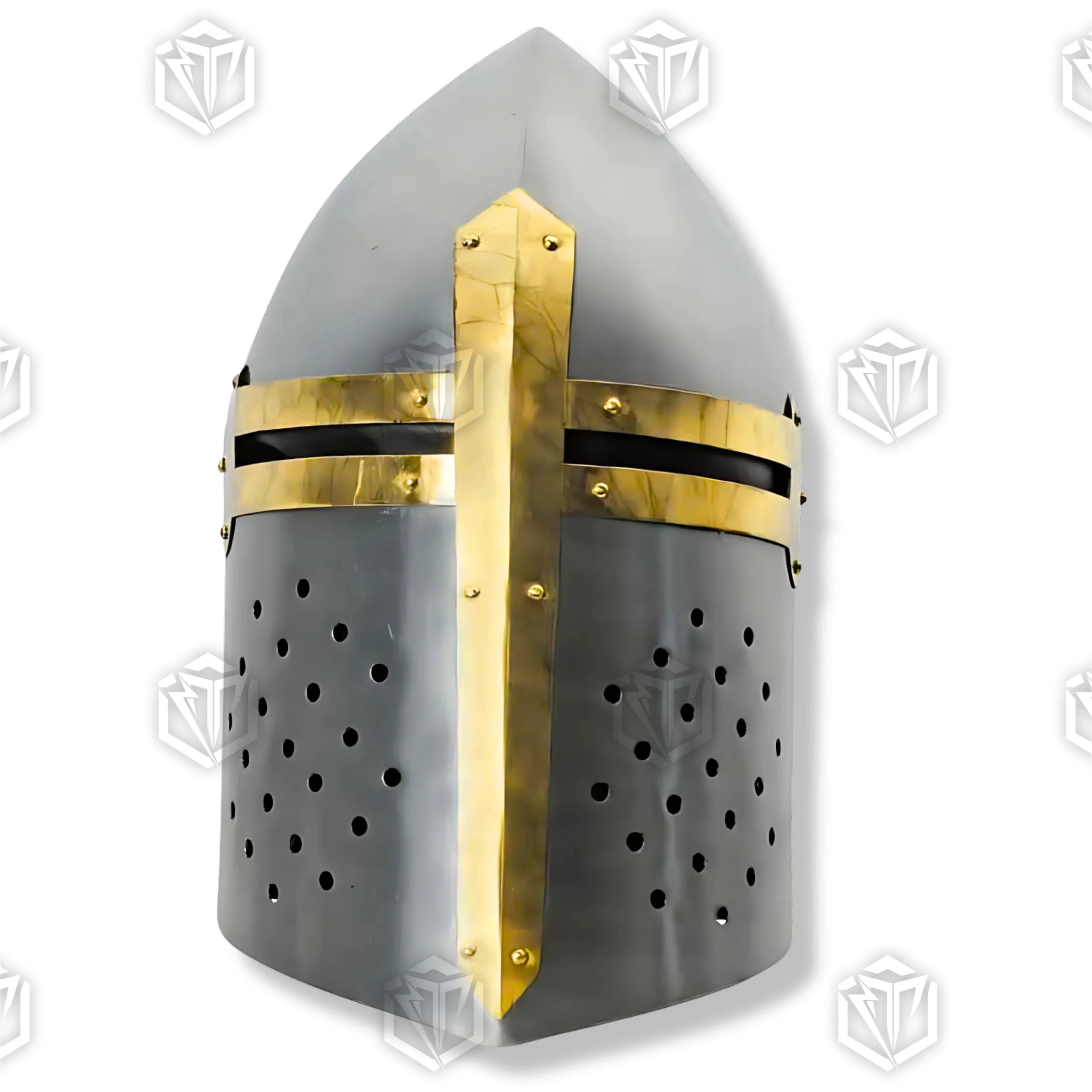 Premium Crusader Sugarloaf Medieval Helmet Replica with high-carbon stainless steel.