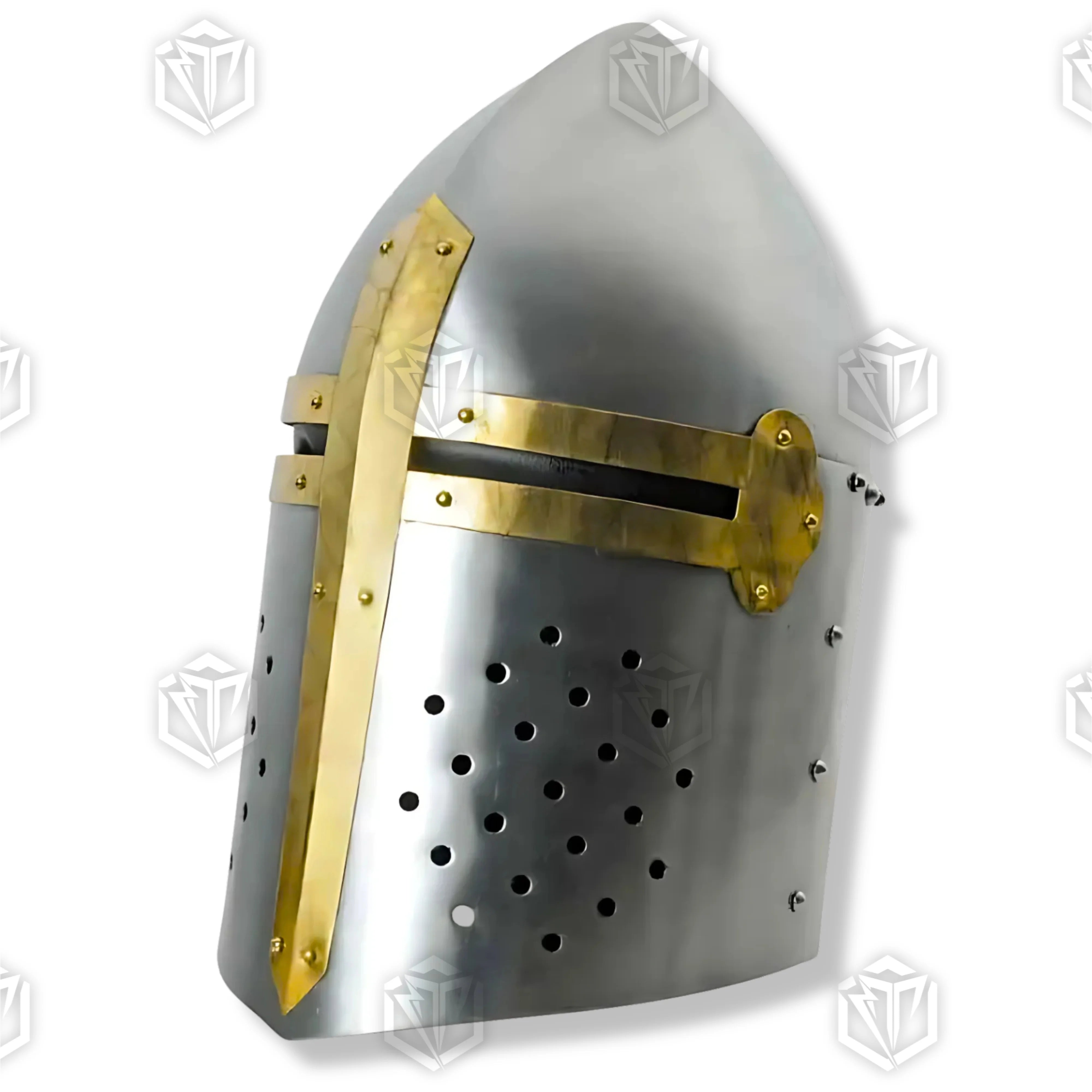 Premium Crusader Sugarloaf Medieval Helmet Replica with high-carbon stainless steel.
