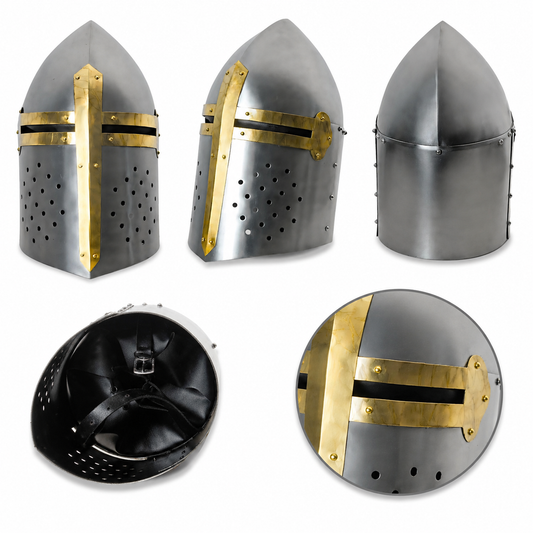 Templar Knight Helmet prop replica interior view showing padded liner and adjustable leather strap