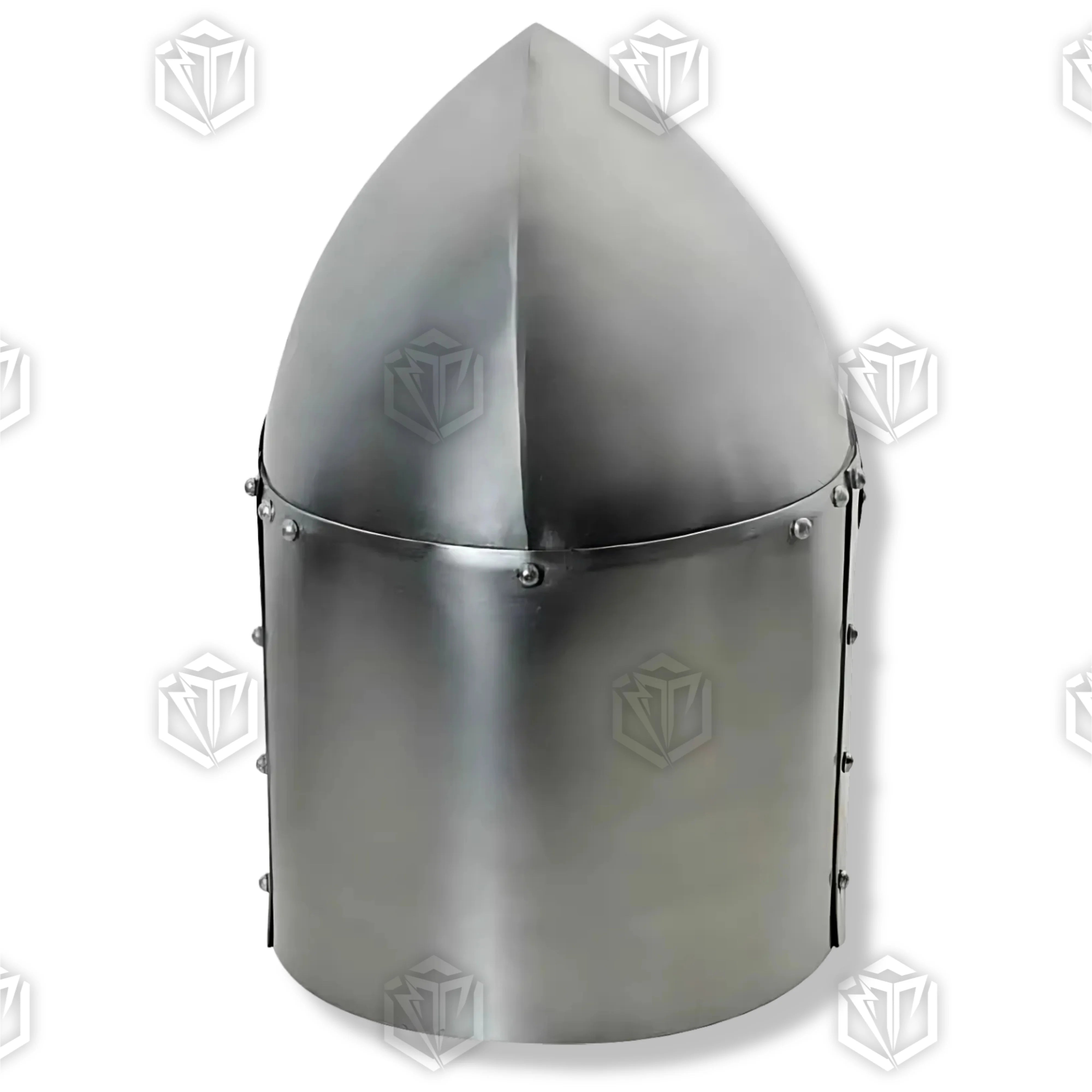 Premium Crusader Sugarloaf Medieval Helmet Replica with high-carbon stainless steel.