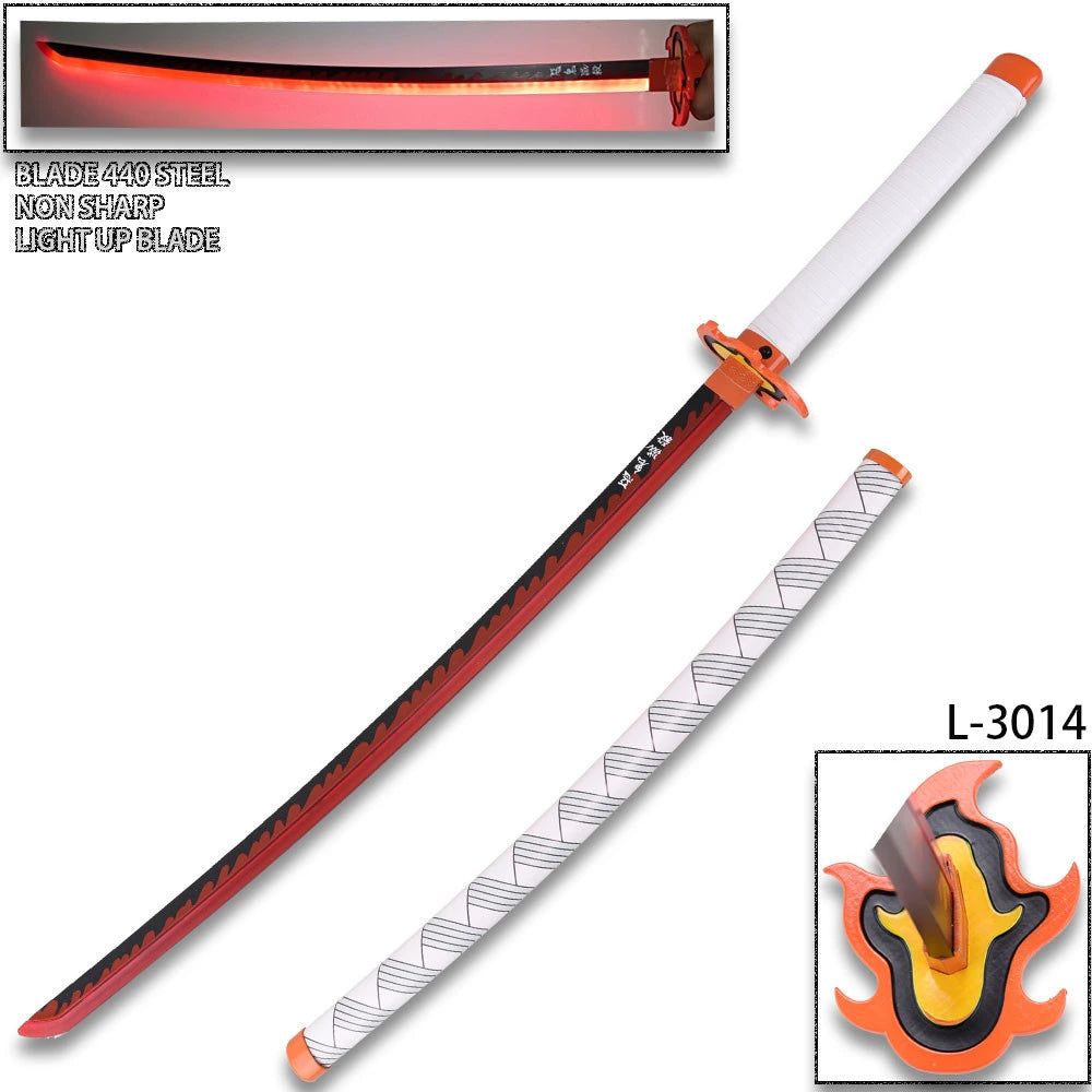 Kyojuro Rengoku LED Nichirin Sword prop replica from Demon Slayer display collectible