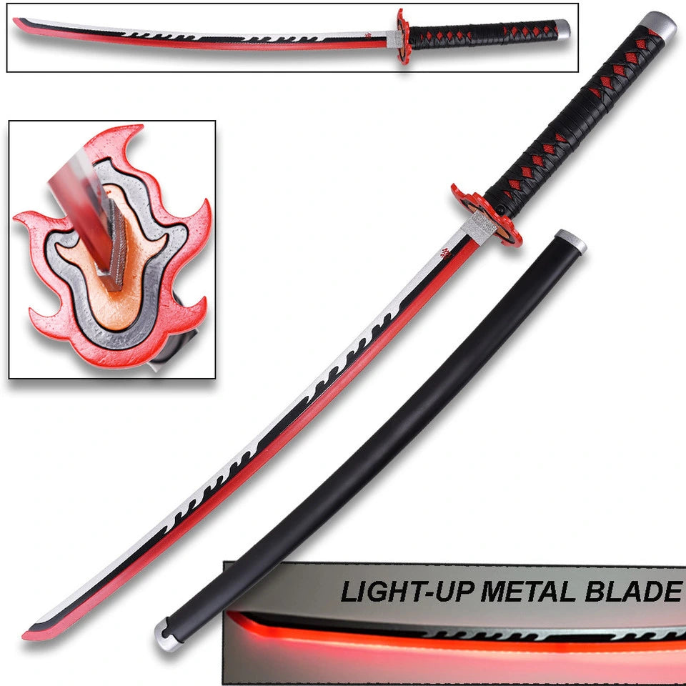 Tanjiro Kamado LED Black Nichirin Sword prop replica from Demon Slayer display collectible