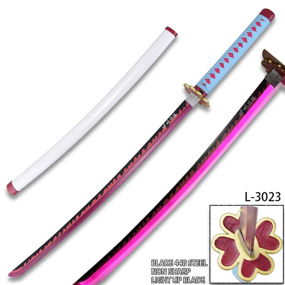 Love Hashira Mitsuri Kanroji anime sword prop replica with decorative scabbard