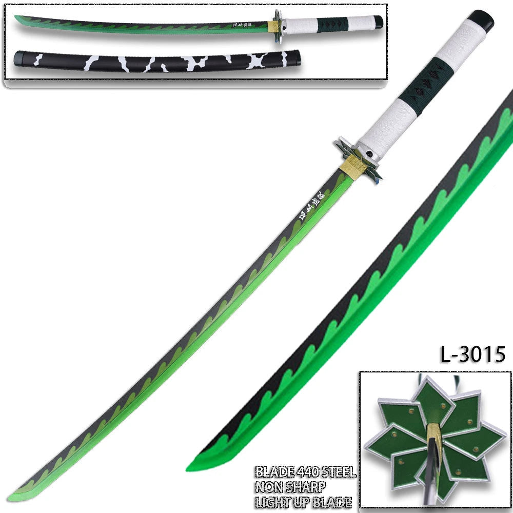 Demon Slayer Sanemi Shinazugawa LED display collectible with decorative green Nichirin sword