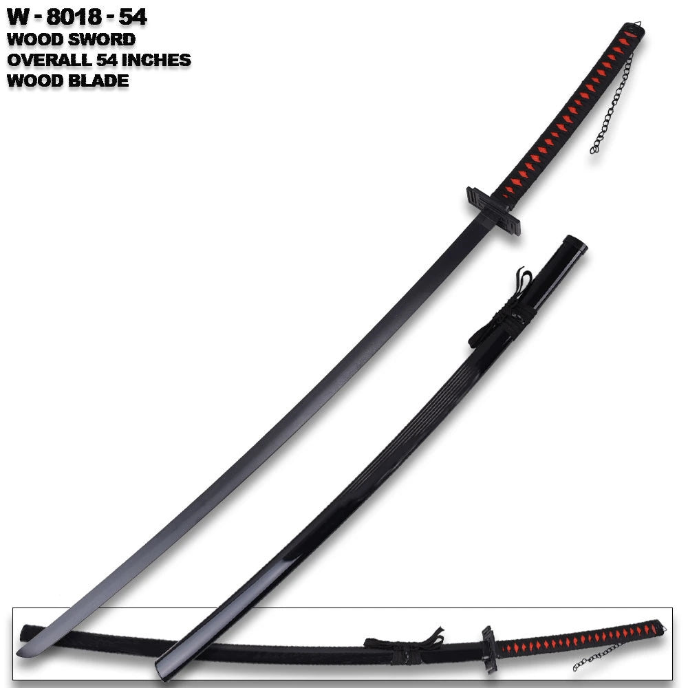 Ichigo Kurosaki Zangetsu prop replica wood sword full display
