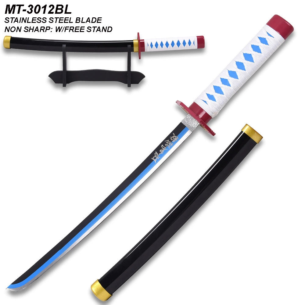 Full-length Demon Slayer Zisu Nichirin display collectible showcasing elegant anime-inspired styling, premium display finish, detailed wrapped handle, matching wood scabbard, and presentation-ready craftsmanship for dedicated anime collectors.