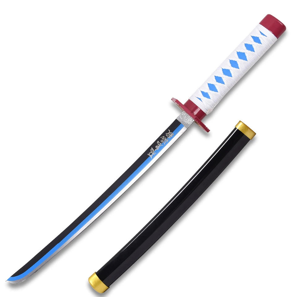 Full-length Demon Slayer Zisu Nichirin display collectible showcasing elegant anime-inspired styling, premium display finish, detailed wrapped handle, matching wood scabbard, and presentation-ready craftsmanship for dedicated anime collectors.
