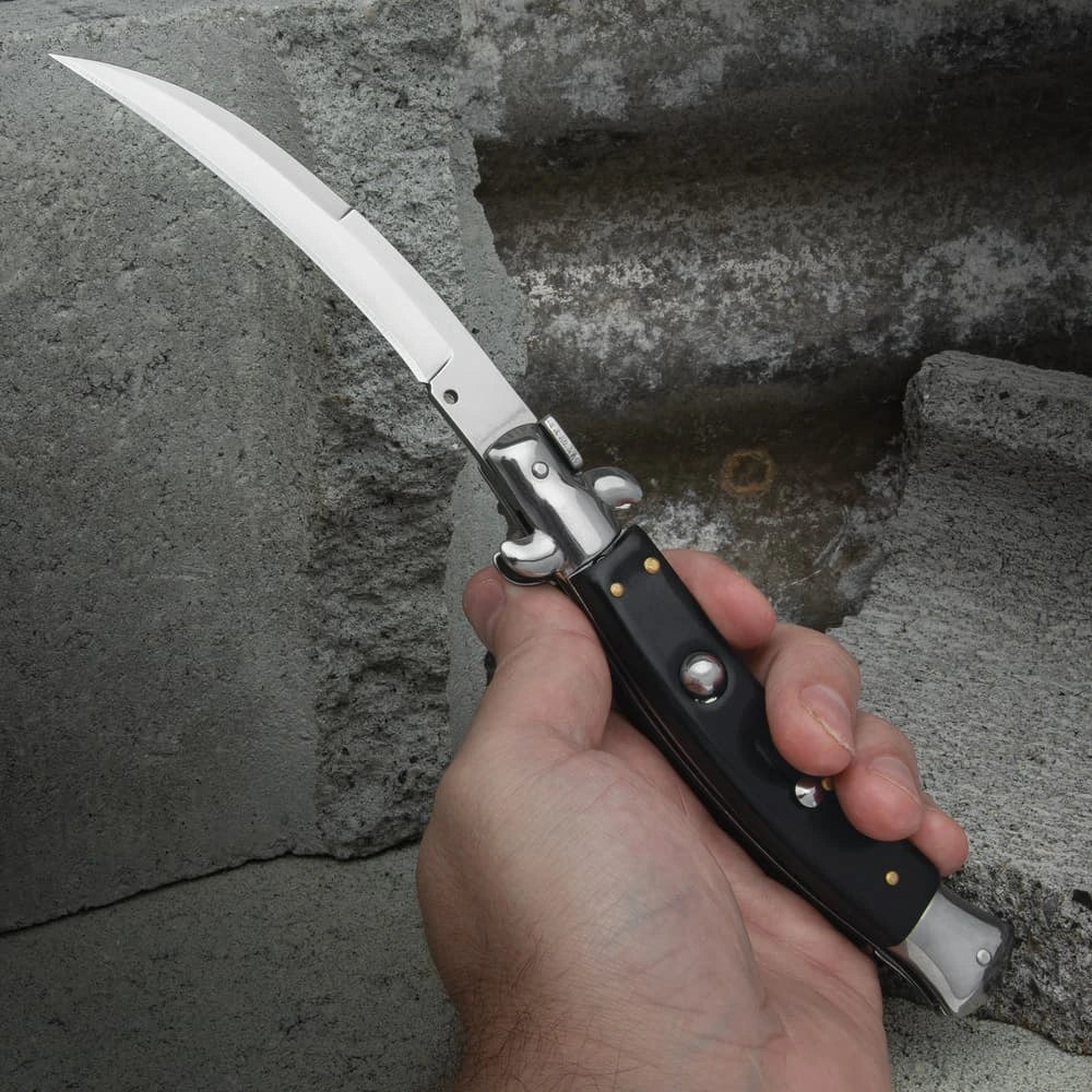 Elegant Curl Blade Automatic Stiletto Knife 9.75" Titan Swords