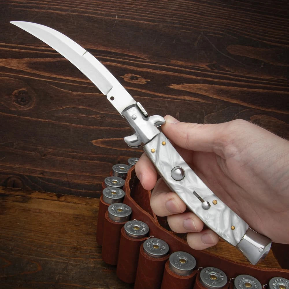 Elegant Curl Blade Automatic Stiletto Knife 9.75" Titan Swords