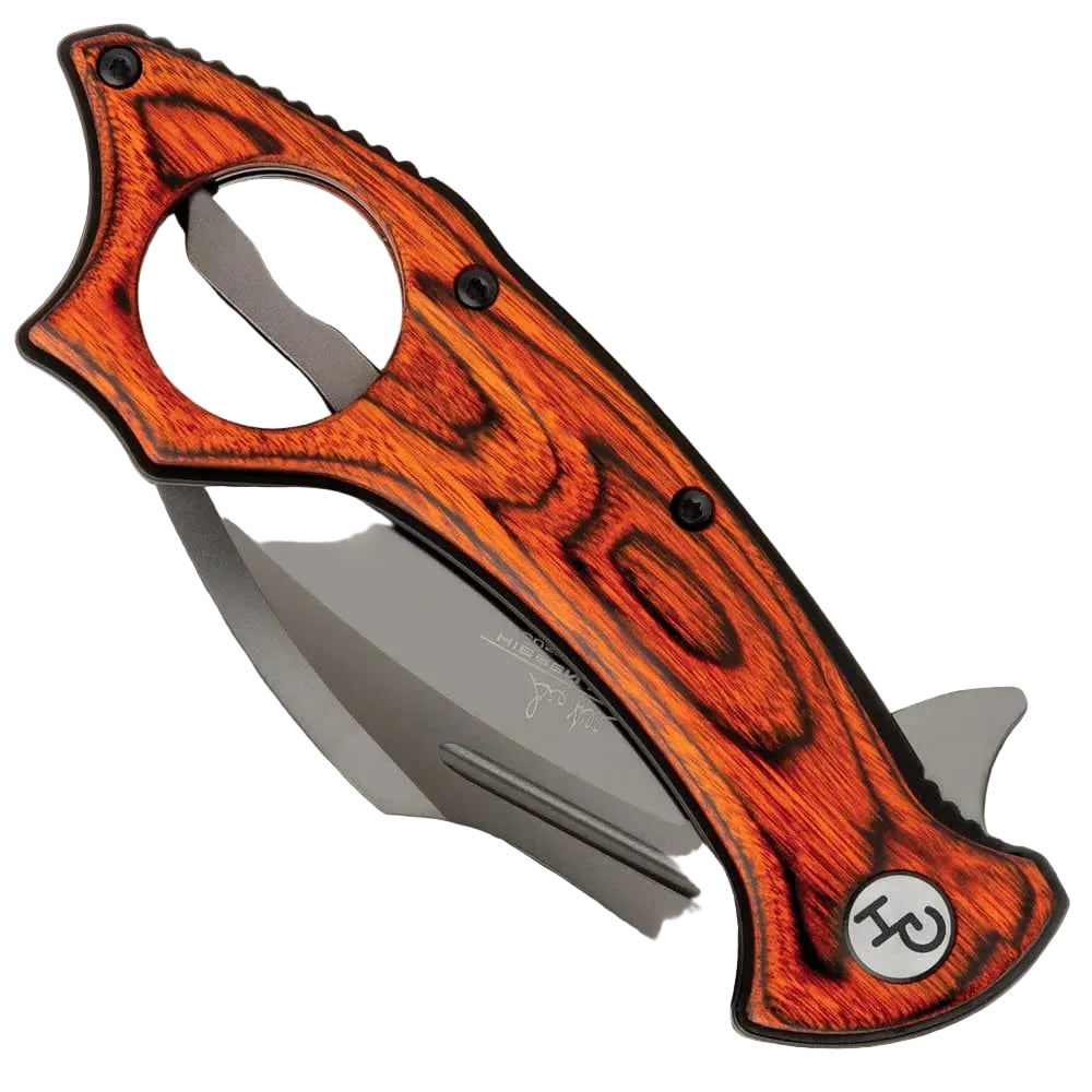 Elite Hibben Warbird folding karambit deployed view