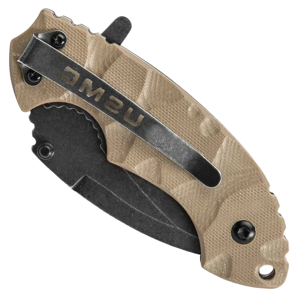 Elite USMC Scorching Sands hawkbill knife open view