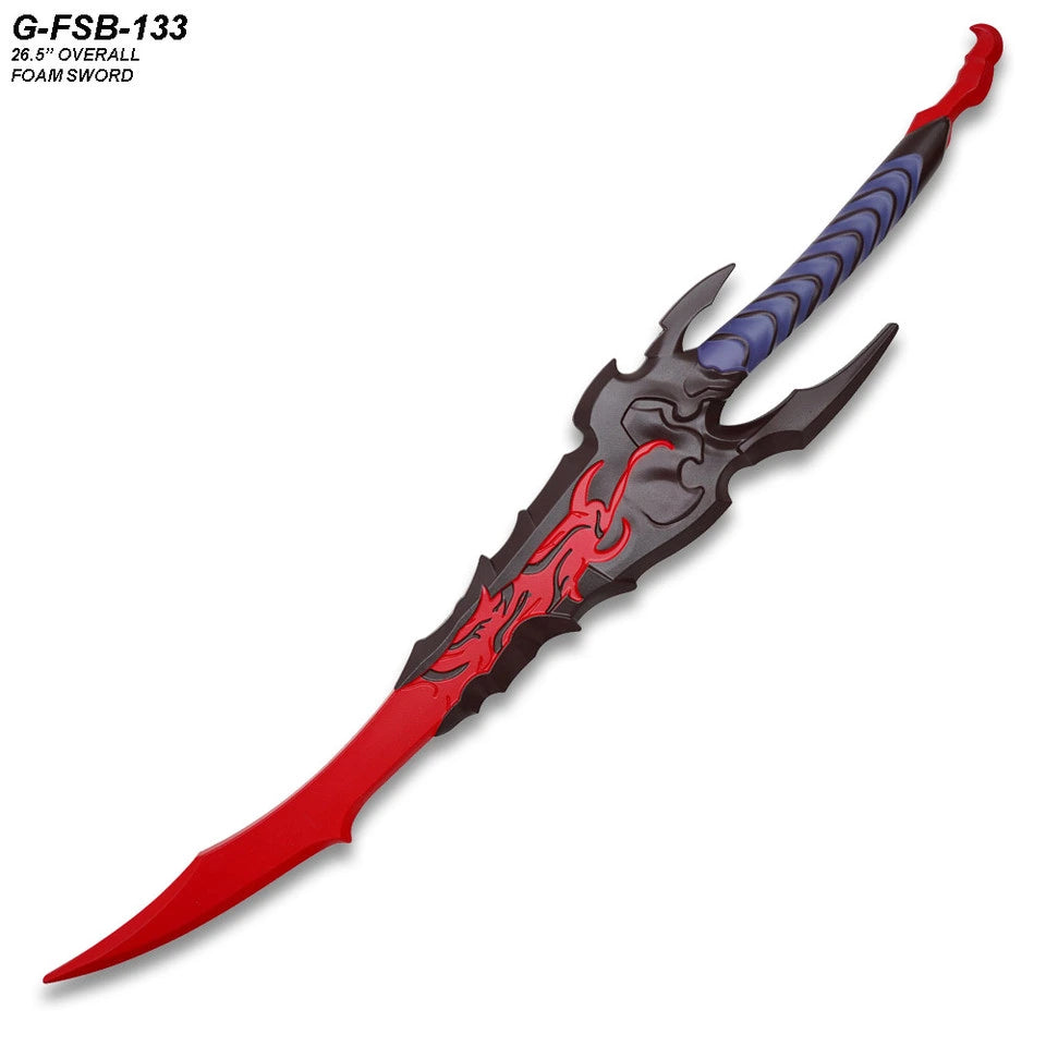 Close-up image of the Kamish's Wrath Foam Dagger Solo Leveling collectible highlighting the sculpted fantasy handle, textured EVA foam construction, decorative finish, and premium collector-quality detailing inspired by Sung Jinwoo.