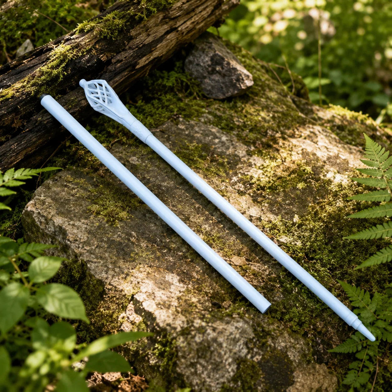 Gandalf the White Staff LOTR display replica with elegant white finish, sculpted wizard staff styling, and collectible Lord of the Rings decor presentation