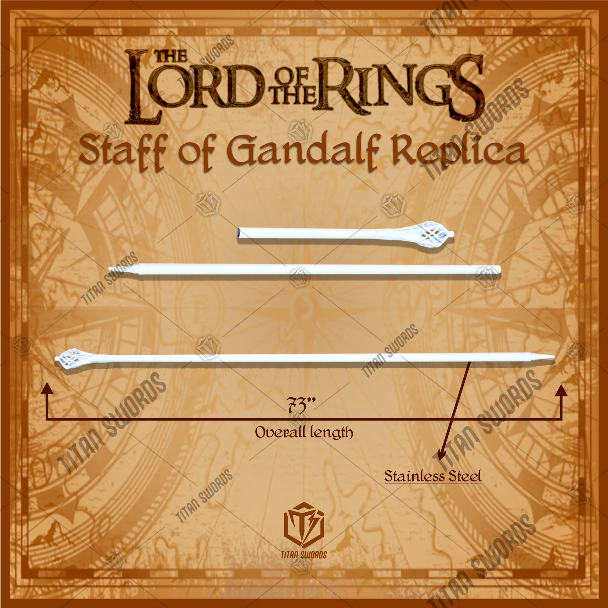 Premium Gandalf’s Radiant Wizard Staff Replica LOTR with Rosewood Stand