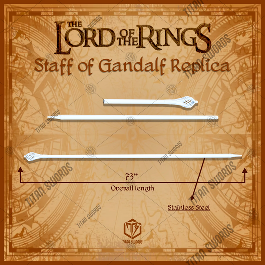 Premium Gandalf’s Radiant Wizard Staff Replica LOTR with Rosewood Stand