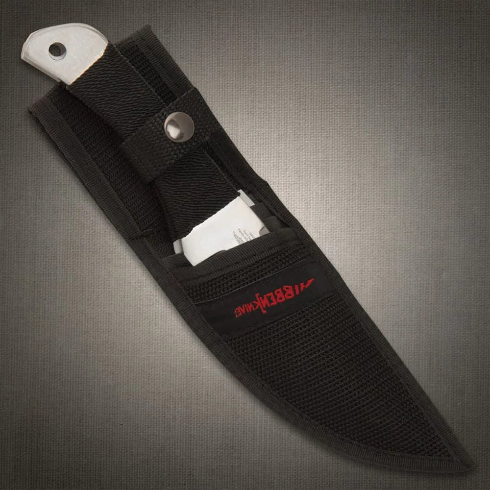 Gil Hibben large throwing knife triple set with 8.75-inch stainless blades and nylon sheath for competition