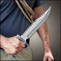 Gil Hibben Extreme Survival Bowie Knife | 10" 7Cr17 stainless steel blade | 15" overall | leather belt sheath included