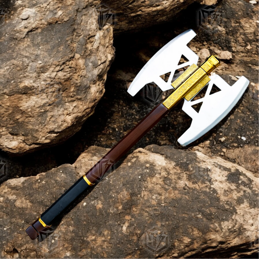 Premium Gimli’s Battle Dwarven Fury Axe Replica LOTR with Oak Stand
