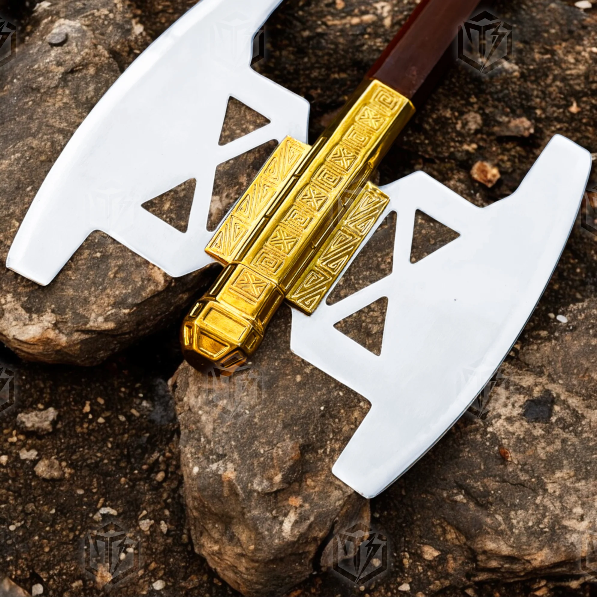 Premium Gimli’s Battle Dwarven Fury Axe Replica LOTR with Oak Stand