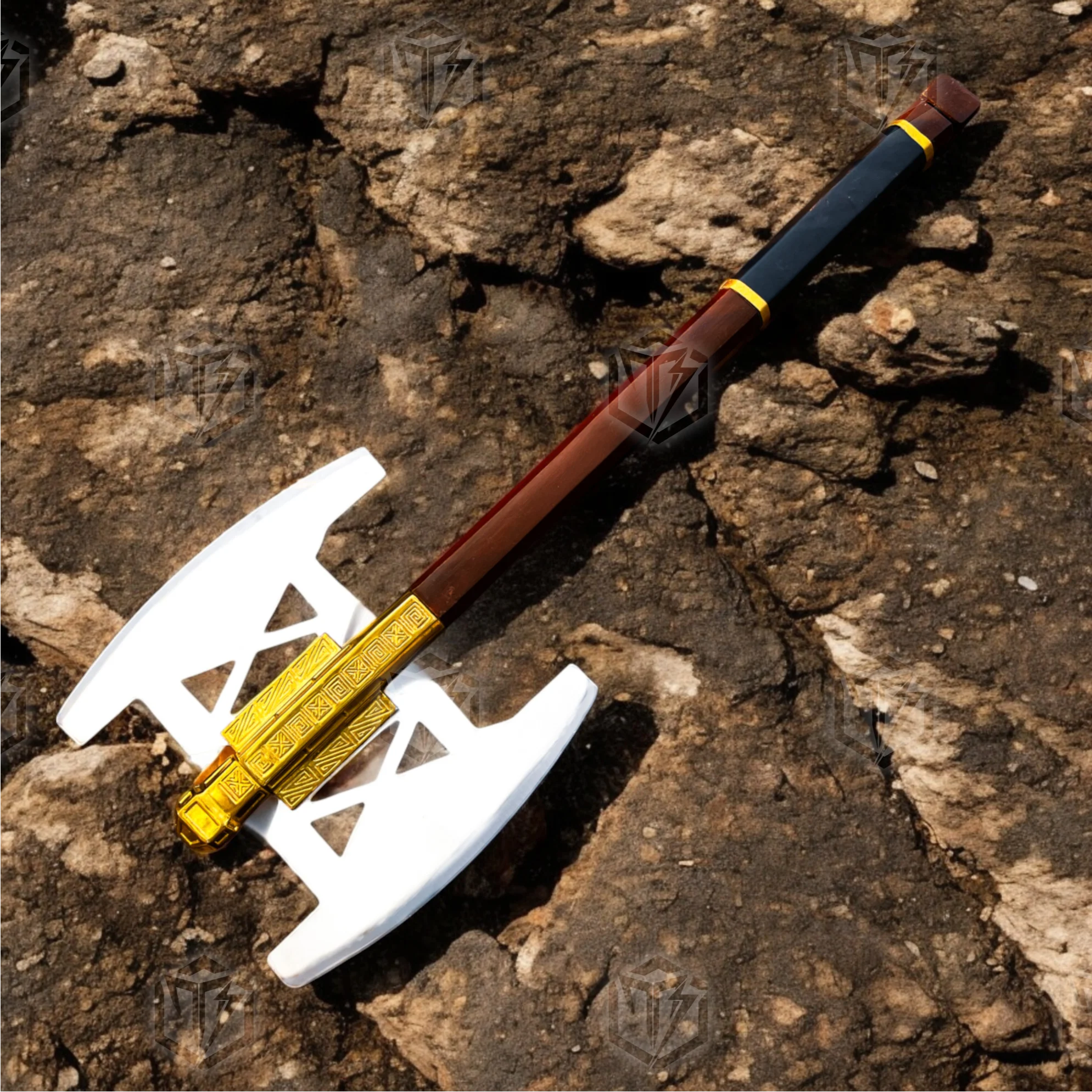 Premium Gimli’s Battle Dwarven Fury Axe Replica LOTR with Oak Stand