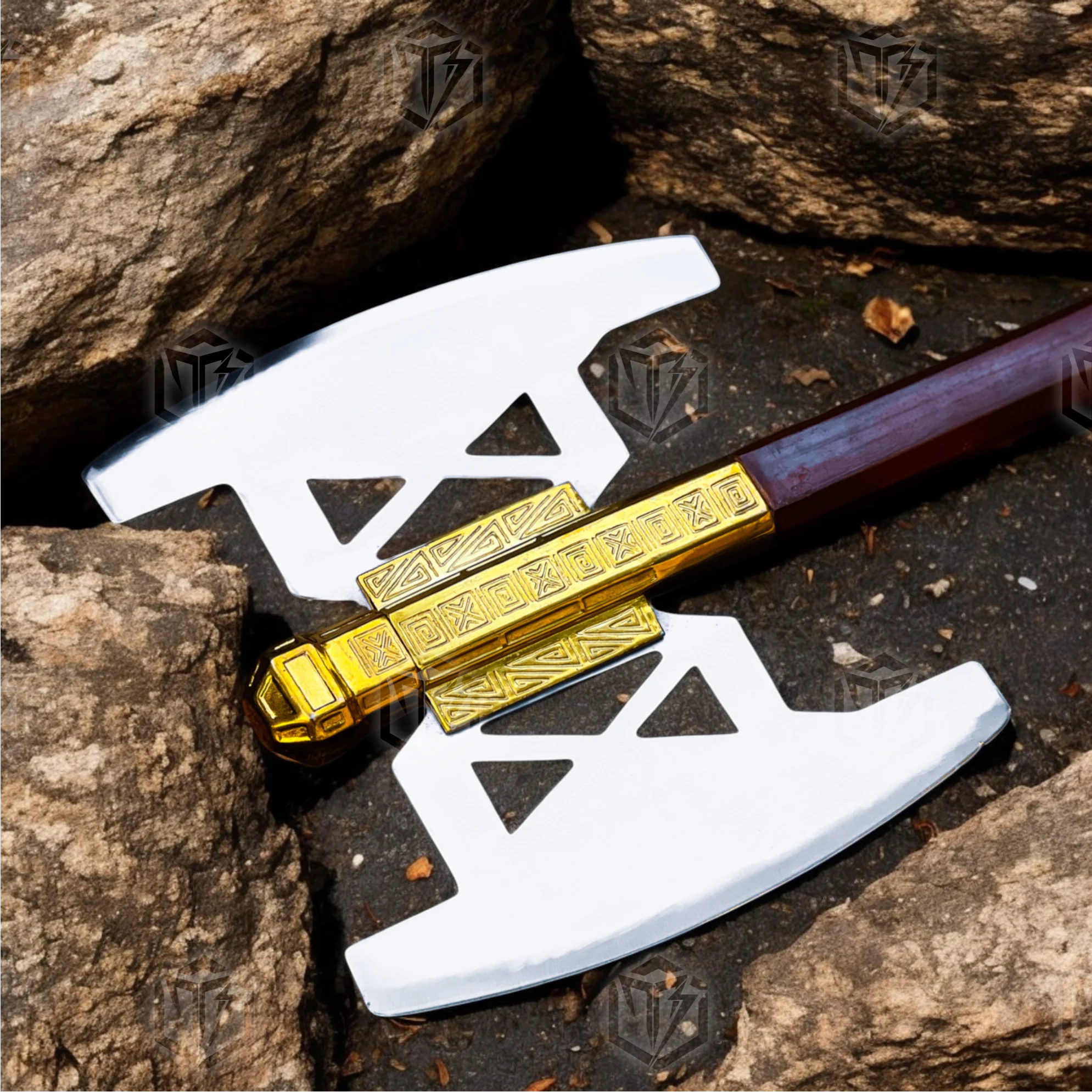 Premium Gimli’s Battle Dwarven Fury Axe Replica LOTR with Oak Stand
